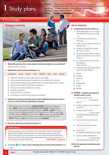 Student's Book, Unit 1: Study plans
