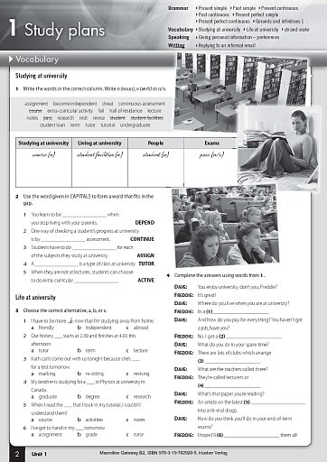 Workbook, Unit 1: Study plans