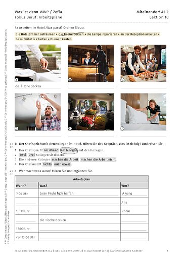 Fokus Beruf: Arbeitspläne