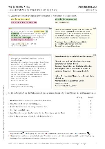 Fokus Beruf: Vor, während und nach dem Kurs