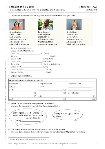 Fokus Alltag: Grundform, Komparativ, Superlativ