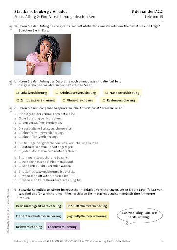 Fokus Alltag: Eine Versicherung abschließen