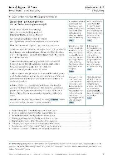 Fokus Beruf 1: Arbeitssuche