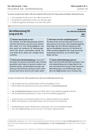 Fokus Beruf: Aus- und Weiterbildung