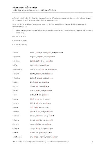 Unregelmäßige Verben