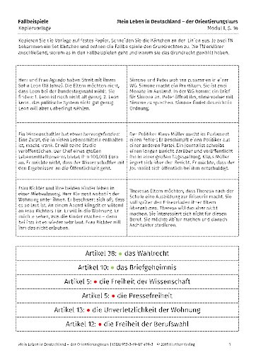 Kopiervorlage zu Modul I, S.16