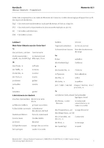 Glossar Deutsch-Französisch