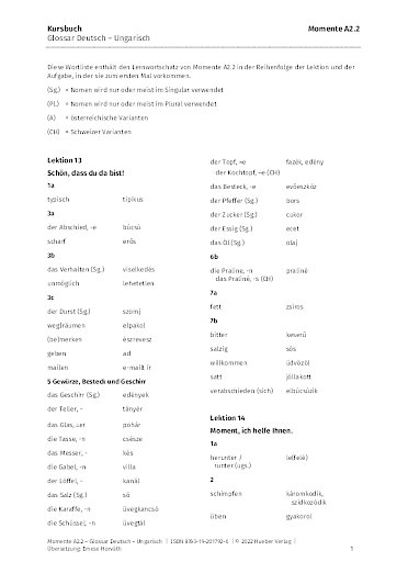 Glossar Deutsch-Ungarisch