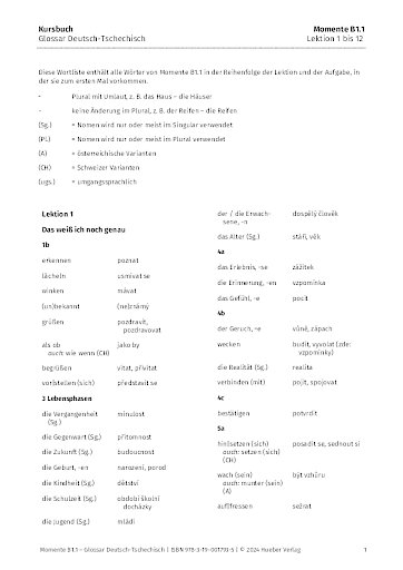 Glossar Deutsch-Tschechisch