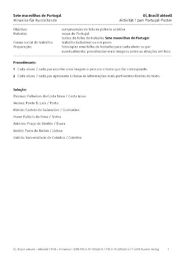 Poster Portugal – Aktivität 1