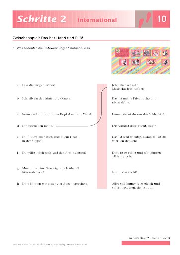 Zwischenspiel: Das hat Hand und Fuß!