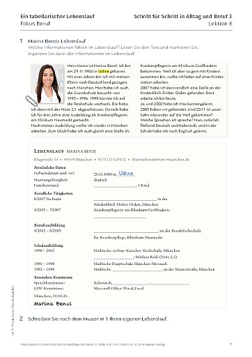 Fokus Beruf: Ein tabellarischer Lebenslauf