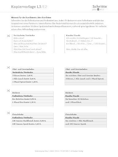 Kopiervorlage, Lektion 3, E2