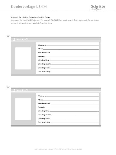 Kopiervorlage, Lektion 6, D4