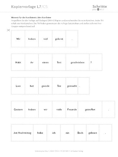 Kopiervorlage, Lektion 7, C5