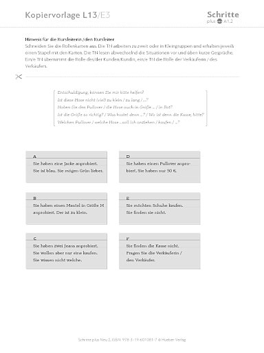 Kopiervorlage, Lektion 13, E3
