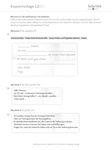 Kopiervorlage, Lektion 2, E5