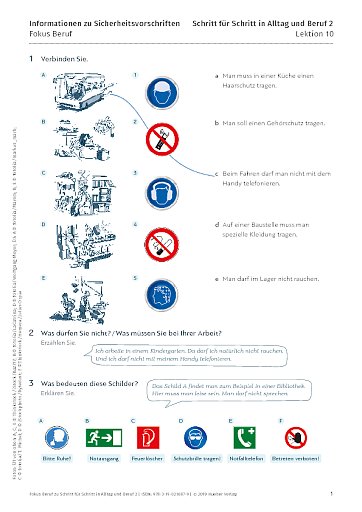 Fokus Beruf: Informationen zu Sicherheitsvorschriften