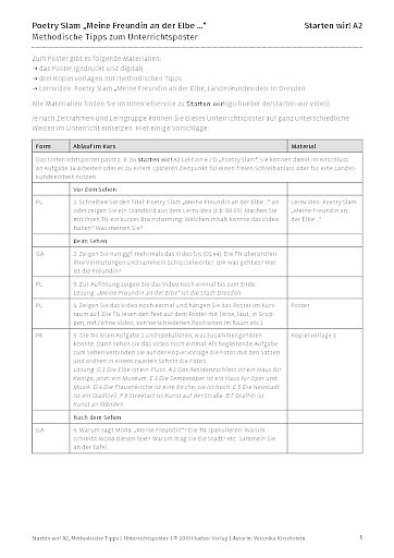Methodische Tipps zum Poster „Meine Freundin an der Elbe ...“