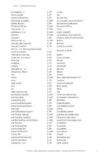 Super! 1 Kursbuch: Wortliste 