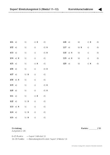 Einstufungstests 5-6 – Korrekturschablone