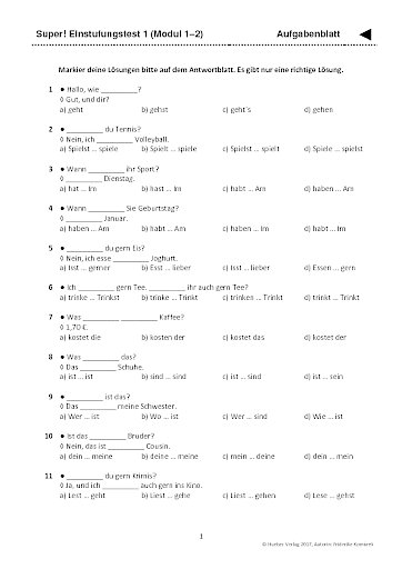 Einstufungstests 1-2