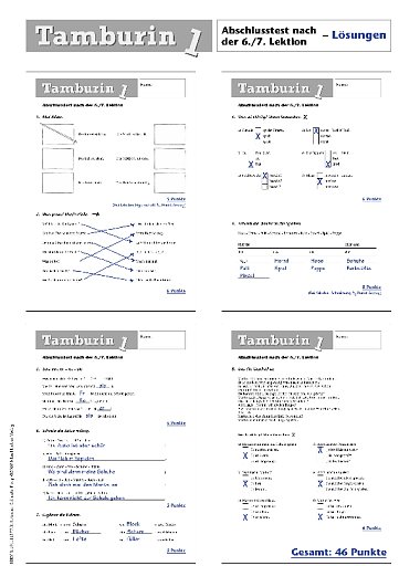 Abschlusstest nach der 6./7. Lektion - Lösungen