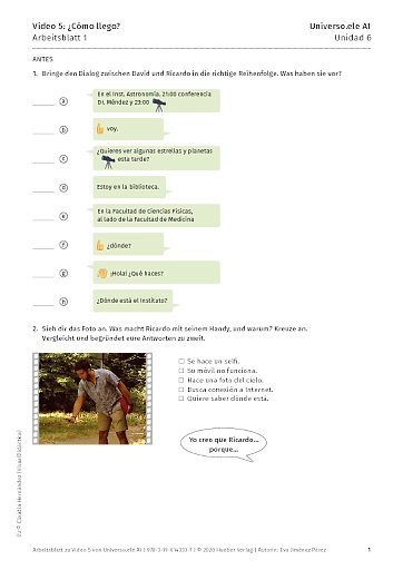 Arbeitsblatt zu Video 5: ¿Cómo llego?