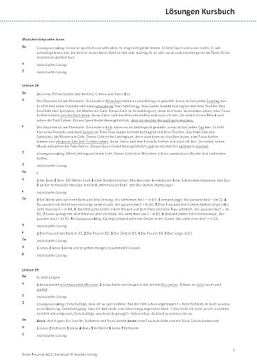 Lösungsschlüssel Kursbuch