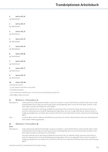 Transkriptionen Arbeitsbuch