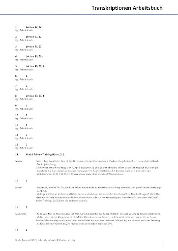 Transkriptionen Arbeitsbuch