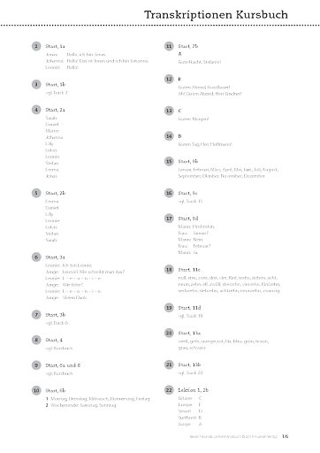 Transkriptionen Kursbuch
