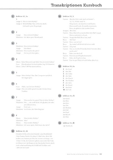 Transkriptionen Kursbuch