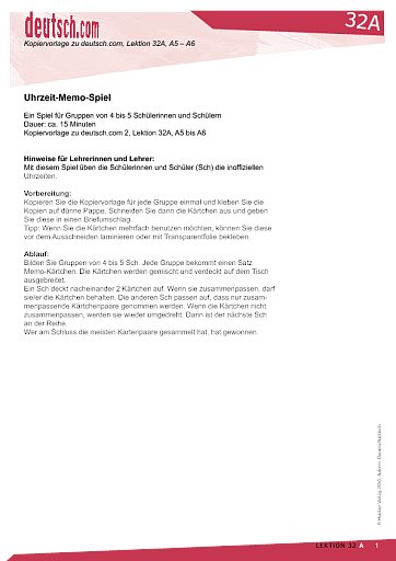 Uhrzeit-Memo-Spiel