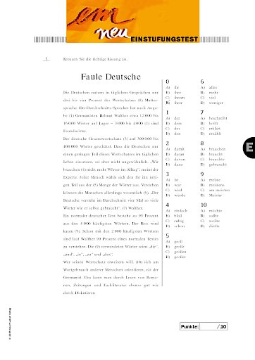 em neu Einstufungstest