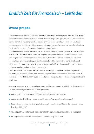 Endlich Zeit für Französisch: Leitfaden für Unterrichtende