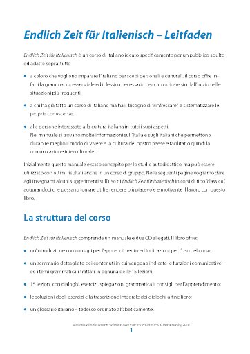 Endlich Zeit für Italienisch: Leitfaden für Unterrichtende