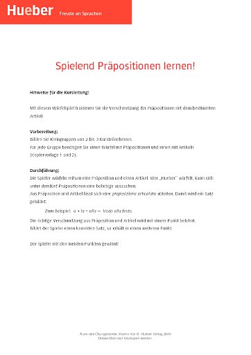 Spielend Präpositionen lernen