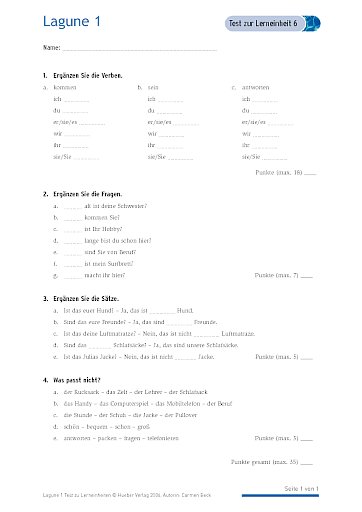 Test mit Lösungen zur Lerneinheit 6