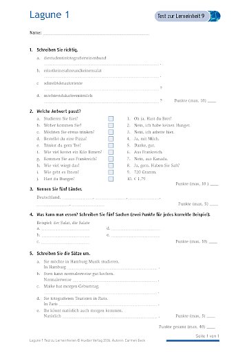 Test mit Lösungen zur Lerneinheit 9