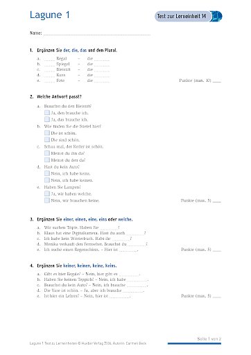 Test mit Lösungen zur Lerneinheit 14