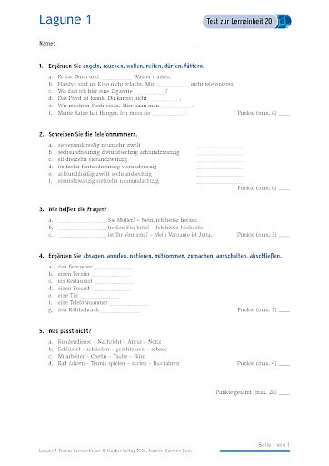 Test mit Lösungen zur Lerneinheit 20