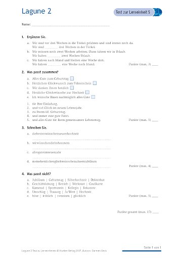 Test mit Lösungen zur Lerneinheit 5
