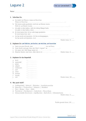 Test mit Lösungen zur Lerneinheit 7