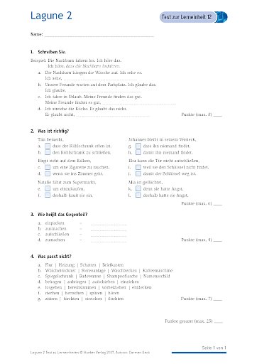 Test mit Lösungen zur Lerneinheit 12