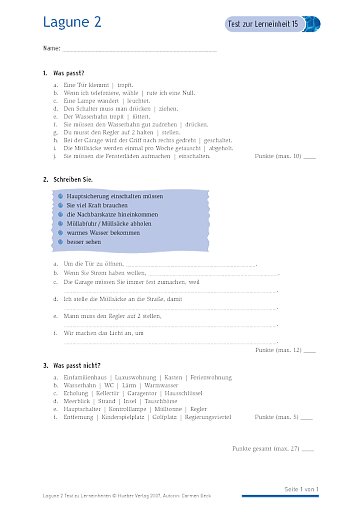 Test mit Lösungen zur Lerneinheit 15