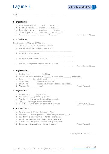 Test mit Lösungen zur Lerneinheit 25