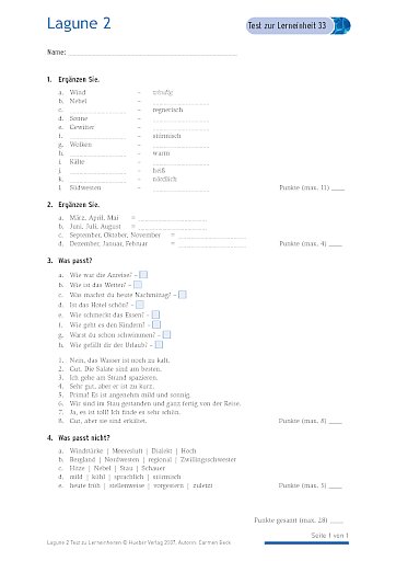 Test mit Lösungen zur Lerneinheit 33