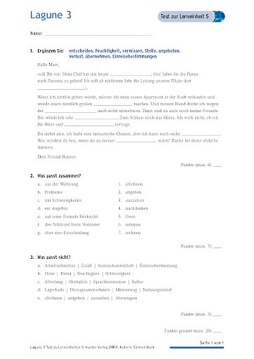 Test mit Lösungen zur Lerneinheit 5