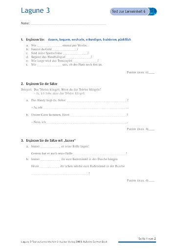 Test mit Lösungen zur Lerneinheit 6